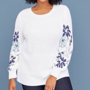 NWOT Lane Bryant 22/24 Embroidered Sleeve Sweater